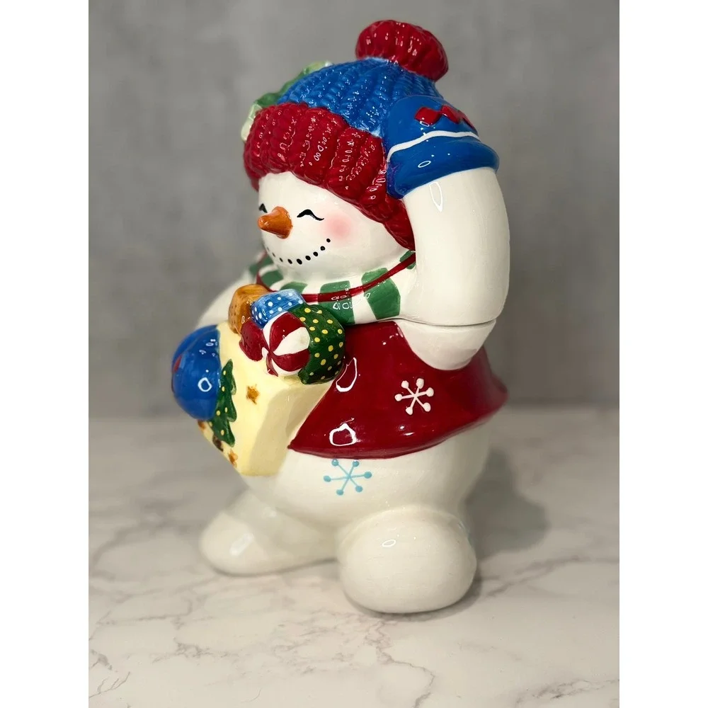 Studio Nova Festive Frosty Snowman Cookie Jar KT700 Christmas Holiday Ceramic